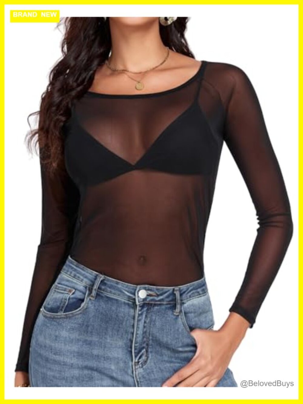 Women's Sheer Mesh Long Sleeve Top - Sexy Clubwear Party T-Shirt